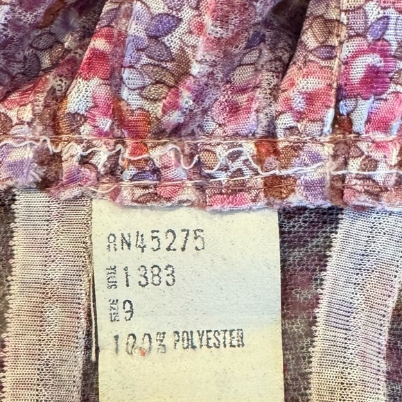 Vintage ILGWU Union Made Sheer Pleated Floral Belted Dress EUC Feminine - Picture 10 of 10